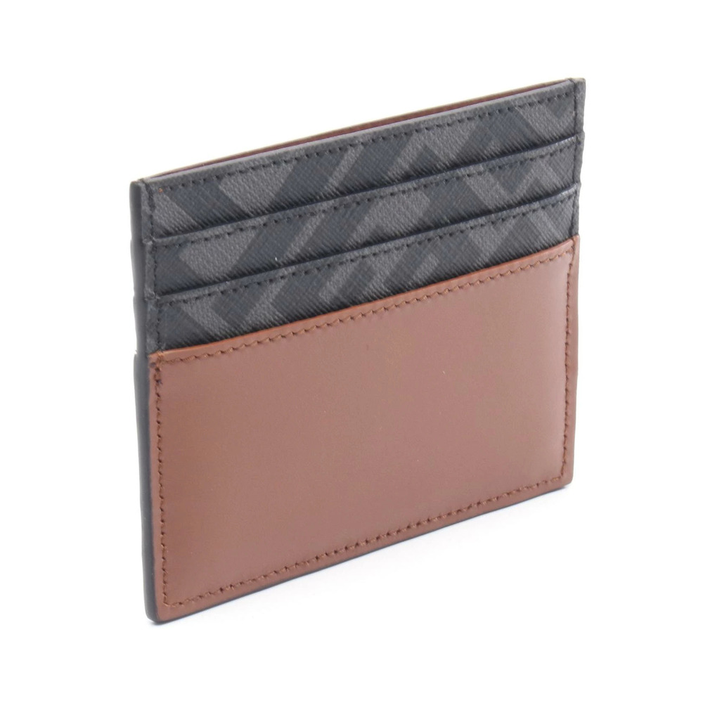 Fendi FF Square Card Case Leather Brown Black - Picture 2 of 4